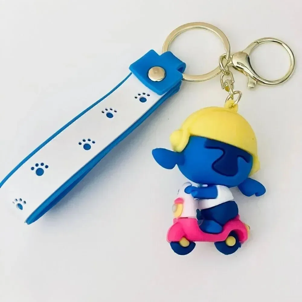 NWT Disney We love Stitch on Moped Blue Wristlet Key holder Keyring Keychain